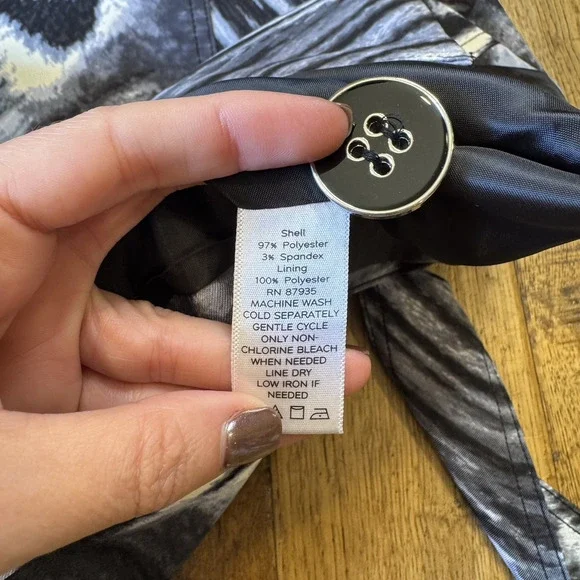 Susan Graver Animal Print Trench Coat Black and White Belt Included Size XL - Picture 5 of 6